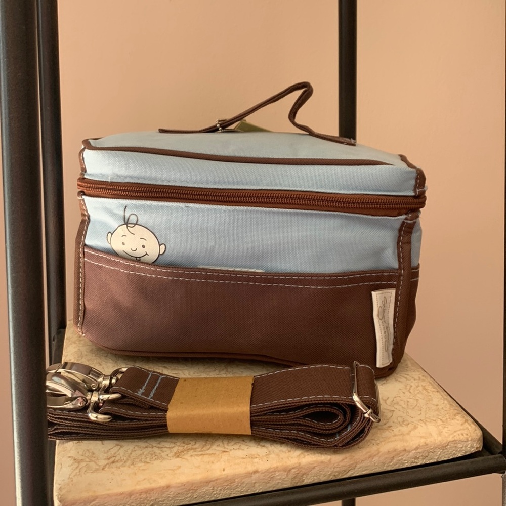 Sugar booger Blue/Brown insulated Peek a Boo lunch box with shoulder strap